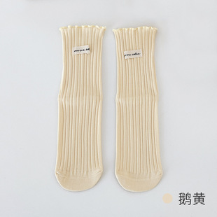 New Spring and Autumn Ladies Solid Color Pile Socks Double Needle Cotton Socks Mid-tube Women's Socks Deodorant Casual Socks Wholesale Factory for Children