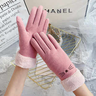 Women's winter cute touch screen ins autumn and winter student windproof warm fleece-lined thickened cold-proof cycling driving
