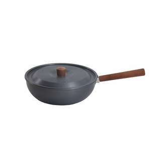 Outdoor Aluminum Alloy Solid Wood Handle Wok Portable Camping picnic Pan Removable Handle Household Chinese Style Wok