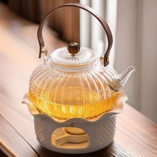 Warm Tea Glass Tea Set suit Household Afternoon Tea Flower Tea Pot Fruit Tea Set Candle Holder Tea Cooking Stove Warm Tea Teapot