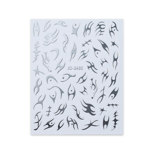 Vintage nail art stickers black and white with adhesive punk flame Joker bronzing magic color nail decals wholesale