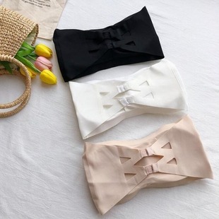 Ice Silk Traceless One-word Exposed Shoulder Belt Chest Pad Chest Wrapping Sports Vest Beautiful Back Strapless Bottomless Underwear for Women