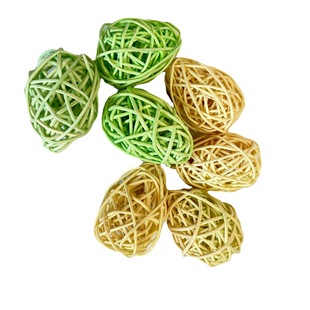Wholesale supply 6.5cm natural rattan Oval color rattan ball two-color Easter holiday decorative eggs