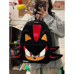 Niche foreign trade shadow Sonic backpack couple student schoolbag travel practical plush campus bag