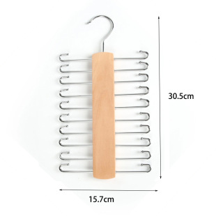 Multi-functional Household Collar Rack Belt Rack Solid Wood Silk Scarf Hanger Wooden Hanger Collar Rack 24 Hook