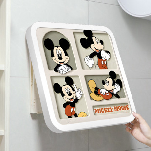 Mickey Bathroom Storage Box Bathroom Clothes Artifact Waterproof Non-Punch Wall-Mounted Folding Storage Cabinet Storage Rack