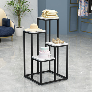 Light luxury simple all-match imitation marble window display rack clothing store bag shoes and hats display rack display stand shelf