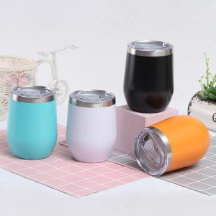 Cross-border source swig eggshell Cup stainless steel U-shaped egg cup double-layer vacuum belly cup red wine cup gift
