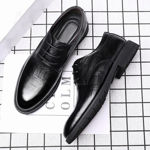 Men's Shoes Dress Business Casual Shoes British Youth Soft Bottom Genuine Leather Korean Style Autumn Breathable Lace-up Men's Leather Shoes