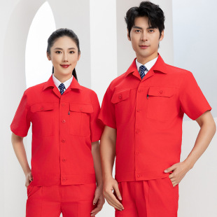 Work Clothes Pure Cotton Short-sleeved Summer Dirty Resistant Tooling Thin Sweat-absorbent Work Clothes for Men and Women Pure Cotton suit Factory Clothes Labor-protection Clothes