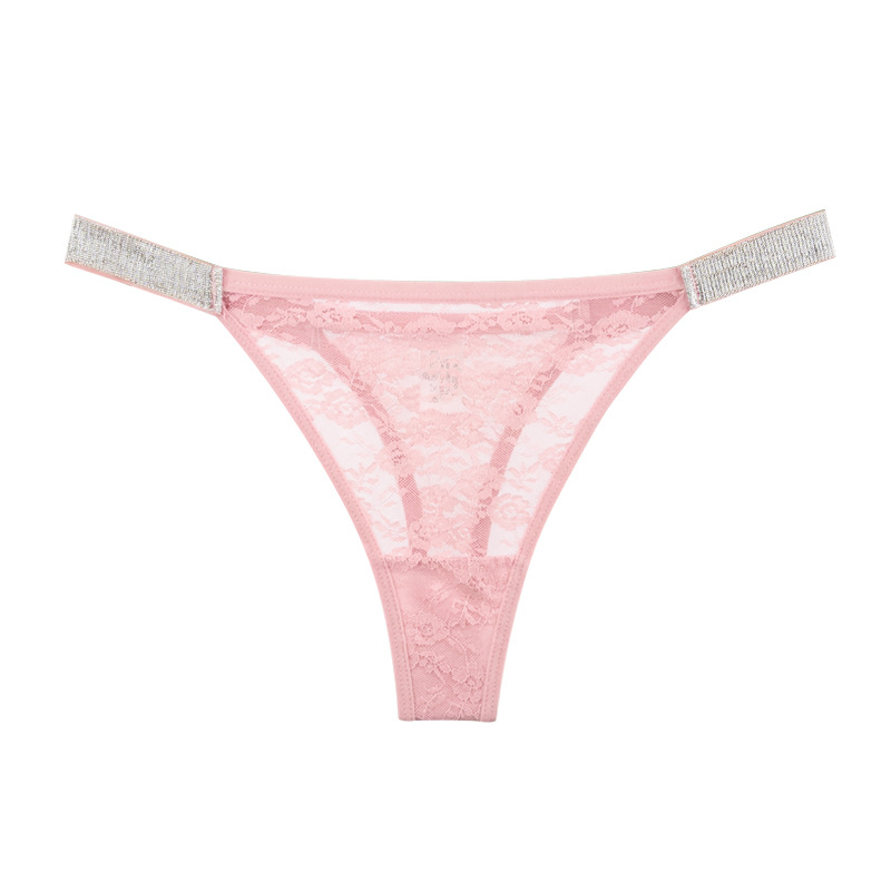 Lace Triangle Panties with Silver Ribbon TEMU Amazon Xiyin Women's Underwear Cross-border Thongs/Thongs XS-3XL
