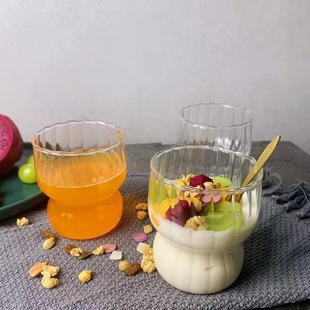Vertical striped ice American latte coffee cup ins high temperature resistant water Cup Breakfast Milk Cup Internet celebrity fat glass