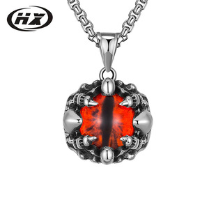 Cross-border Creative hiphop Titanium Steel Devil's Eye Pendant Design Sense Turkish Eye Trendy Men's Necklace