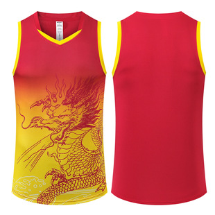 Wholesale 2025 dragon boat suit quick-drying dragon pattern vest suit basketball suit rowing dragon boat race short sleeve printing number