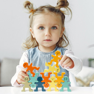 Cute fun little people stacked music balance stacked high children early education hand-eye coordination fine motor training educational toys