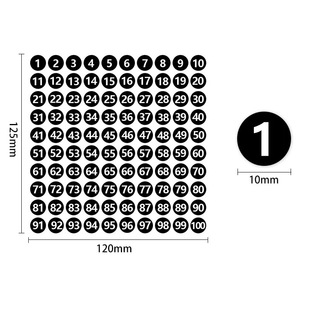 Spot Round Digital Stickers 1-100 Sequence Number Self-Adhesive Labels Waterproof Stickers