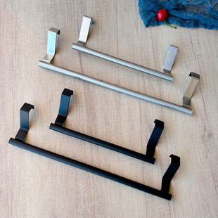 Single-pole Towel Rack Hanging Non-perforated Towel Towel Bar Retractable Bathroom Rack Cabinet Door Back Hanger