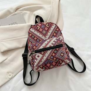 Simple backpack retro fashion commuter small bag 2023 autumn new ethnic style casual backpack