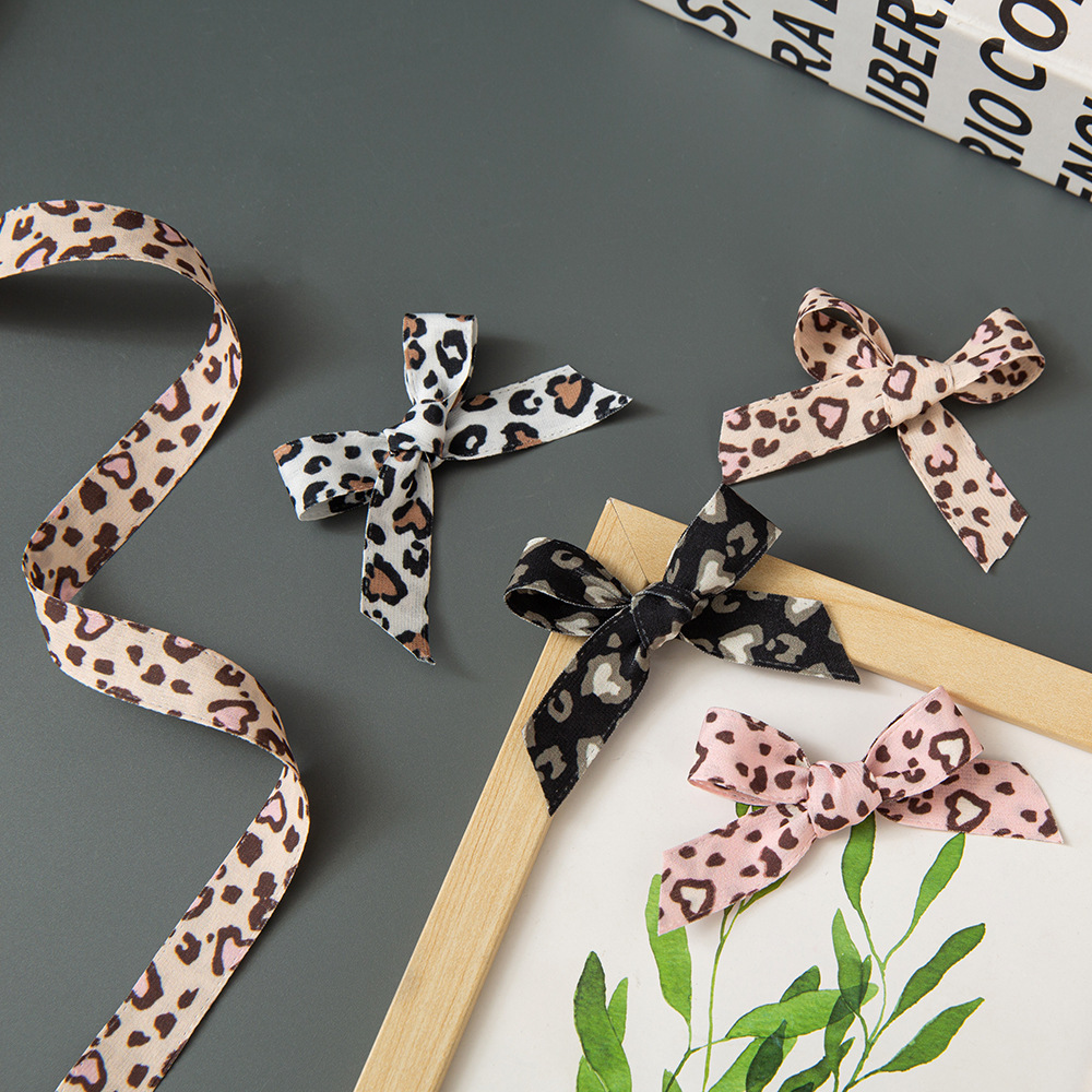 1.5cm European and American Heart Leopard Print Ribbon DIY Hat Letter Bow Hair Accessories Gift Bouquet Packaging Strap Accessories