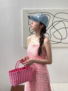Cross-border Supply PVC Handmade Woven Bag Instagram Style Vegetable Basket Bag Summer Beach Bag Holiday Bag Niche Handbag