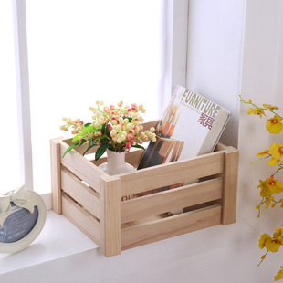 Wooden Box Sundries Clothes Fruit Storage Box Desktop Books Wooden Storage Basket Wedding Supermarket Chen Mei Wooden Box