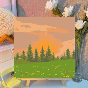 Line puppy digital oil painting diy fill hand painted oil painting handmade children wholesale stall decorative painting
