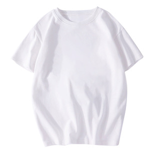 [40] Japanese retro double yarn parent-child solid color short sleeve T-shirt children Korean loose mother and women's summer