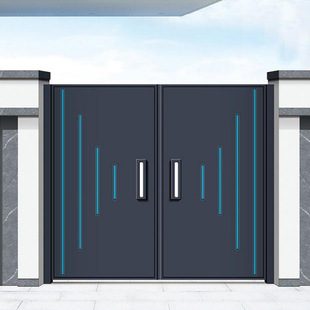 Chinese Courtyard Door Aluminum Art Villa Door Double Door Aluminum Alloy Electric Moving Door Rural Self-built Yard Door