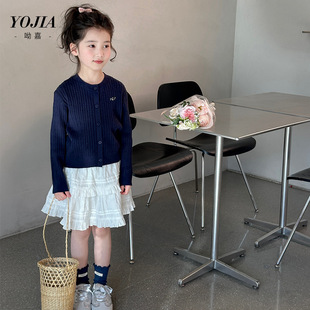YOJIA вязаный свитер для девочек Spring 2025 новый стиль иностранные шикарные рубашки для девочек кардиган топ для детей свитер