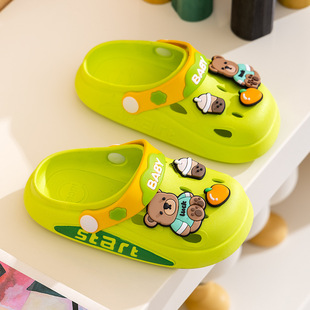 Children's Baotou Slippers Baby Summer Outer Wear Soft Bottom Indoor Anti-Slip Anti-Collision Cartoon Mid-Big Children's Beach Hole Shoes