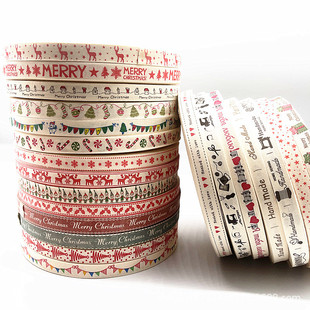 1.5CM wide cartoon printed cotton belt plain weave webbing belt cloth belt wrapping strip cloth gift box decoration material 4.5 meters long