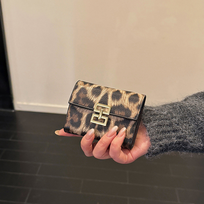 Fashionable Leopard Print Small Card Holder Autumn and Winter Retro New Multi-Card Slot Card Holder Foreign Style Card Cosmetics Bag Exquisite Id Bag