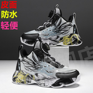 Year of the Dragon Limited Children's Basketball Shoes 2024 Autumn Boys Leather Rotating Button Soft Bottom sneaker Student Running Shoes