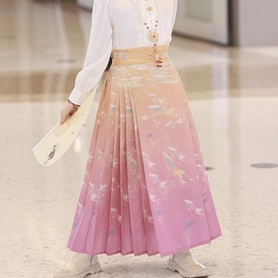 Family Dress Girl's Horse-faced Skirt Suit Spring and Autumn Chinese Style Ancient Suit Big Children's 2024 New Ming Style Hanfu