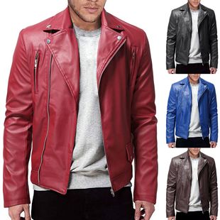 2024 foreign trade autumn and winter new men's European and American fashion casual leather plus size slim leather jacket coat men wholesale