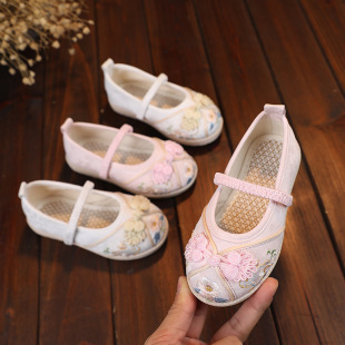 Girls' Hanfu Shoes 2023 New Spring and Autumn Antique Embroidered Shoes Princess Children's Shoes Ancient Clothing Shoes Han Shoes Cloth Shoes