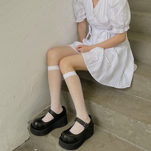 Any cut small dot calf polka dot women's thin ins trendy street mid-length Japanese JK half knee-length stockings