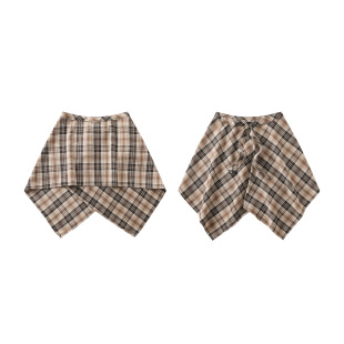Stacked Artifact Color Plaid Fart Curtain for Men and Women Lace-up Fake Shirt Plaid Hem Waist Seal with Skirt Dancing None