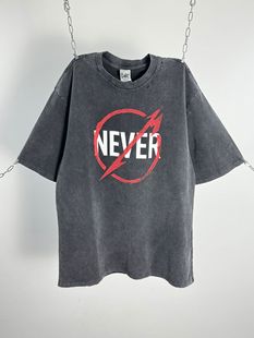 2025 Cross-border Short-sleeved Washed Old Faded High Street Style Trendy Tee Couple Loose Vesset T-shirt