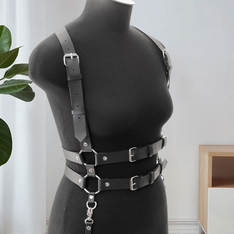 Leather Fashion Set Dance Performance Dress Accessories Black White Red Multicolor Available