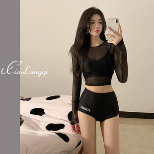 2024 new swimsuit women split long sleeve sunscreen slim bubble hot spring swimsuit wholesale pure want conservative swimsuit