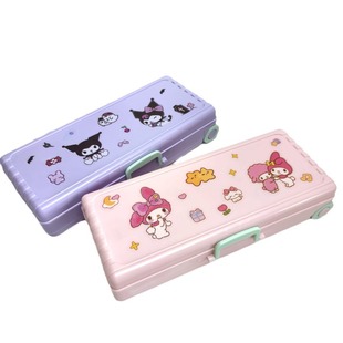 Large capacity double-layer pencil case that can be pulled and run Kulomi sticker trolley case pencil case
