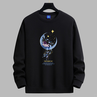 Fashion Round Neck Sweatshirt Men's Spring and Autumn New Korean Style Loose Pullover Hatless Japanese Style Base Long Sleeve Jacket Men's Wear