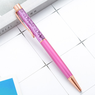 New gold powder quicksand pen creative ballpoint pen rotating core fashion gift advertising pen metal into the oil sand wholesale