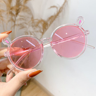 Children's cartoon sunglasses bow shading sunscreen candy color girl cat baby glasses toy