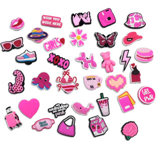Cartoon Pink Girl Cave Shoes Accessories Cute Girl Shoes Flower Shoe Buckle Shoe Accessories Shoe Flower Shoe Buckle Cross-border DIY