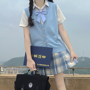 Spring and Autumn Age-reducing Japanese College Style Original Uniform JK Vest Women's Knitted Small V-neck Jacket Stacked All-match