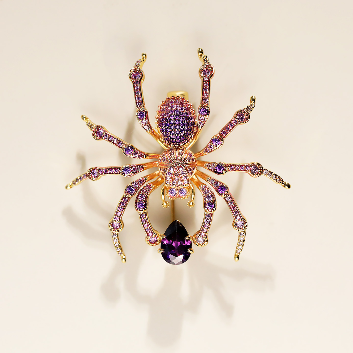 Boshin Cloud European and American New Exquisite Spider Brooch Trendy High-End Halloween Accessories Cross-Border Hot Item