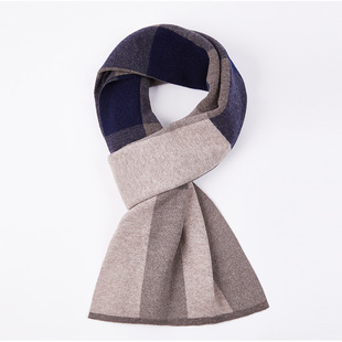 100% pure wool men's scarf new autumn and winter warm Korean style versatile knitted thickened scarf gift box