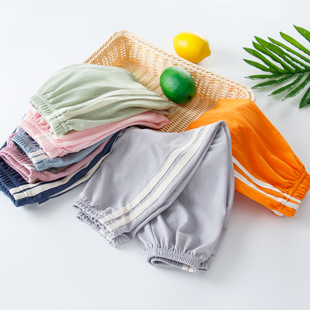 Детские Антимоскитные штаны для мальчиков и девочек Ice Silk Свободные штаны для отдыха, маленькие и средние детские домашние штаны, брюки, брюки оптом